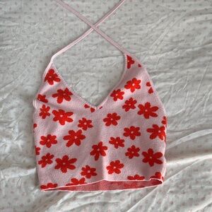 La Hearts Pink and Red Floral Tank Top